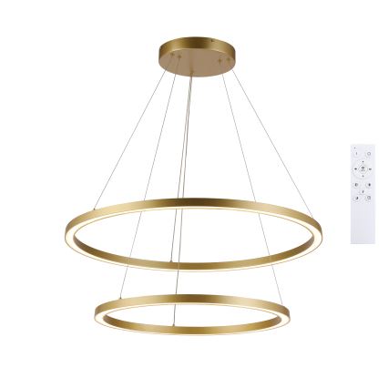 Brilagi - LED-dæmpbar pendel med wireophæng PORTOFINO LED/98W/230V 3000-6000K Ø 80 cm guldfarvet + fjernbetjening