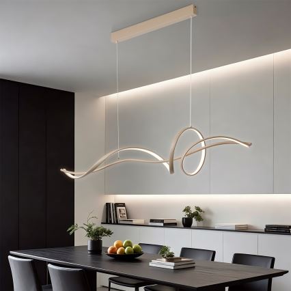 Brilagi - Dæmpbar LED-loftpendel med wire SIGNATURE LED/55W/230V 3000-6000K 120x23 cm beige + fjernbetjening