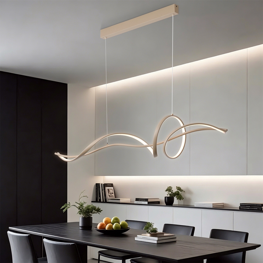 Brilagi - Dæmpbar LED-loftpendel med wire SIGNATURE LED/55W/230V 3000-6000K 120x23 cm beige + fjernbetjening