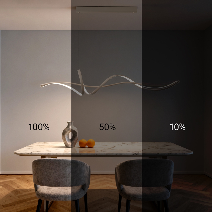 Brilagi - Dæmpbar LED-loftpendel med wire SIGNATURE LED/55W/230V 3000-6000K 120x23 cm beige + fjernbetjening