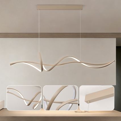 Brilagi - Dæmpbar LED-loftpendel med wire SIGNATURE LED/55W/230V 3000-6000K 120x23 cm beige + fjernbetjening