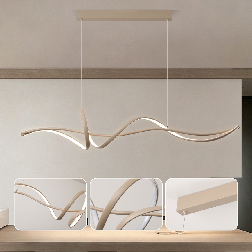 Brilagi - Dæmpbar LED-loftpendel med wire SIGNATURE LED/55W/230V 3000-6000K 120x23 cm beige + fjernbetjening