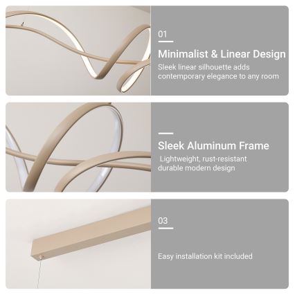 Brilagi - Dæmpbar LED-loftpendel med wire SIGNATURE LED/55W/230V 3000-6000K 120x23 cm beige + fjernbetjening