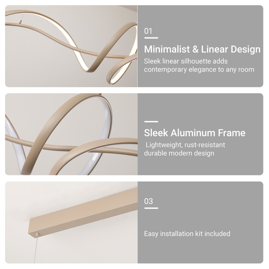Brilagi - Dæmpbar LED-loftpendel med wire SIGNATURE LED/55W/230V 3000-6000K 120x23 cm beige + fjernbetjening