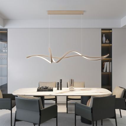 Brilagi - Dæmpbar LED-loftpendel med wire SIGNATURE LED/55W/230V 3000-6000K 120x23 cm beige + fjernbetjening
