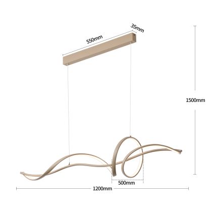 Brilagi - Dæmpbar LED-loftpendel med wire SIGNATURE LED/55W/230V 3000-6000K 120x23 cm beige + fjernbetjening