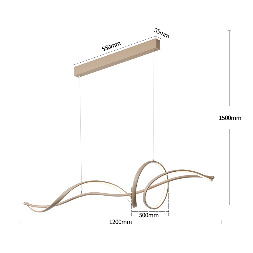 Brilagi - Dæmpbar LED-loftpendel med wire SIGNATURE LED/55W/230V 3000-6000K 120x23 cm beige + fjernbetjening