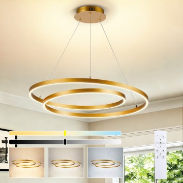 BRILAGI - Dæmpbar LED-pendel med wireophæng TWISTER LED/75W/230V 3000-6000K Ø 70 cm guld + fjernbetjening