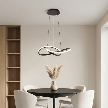 Brilagi - LED dæmpbar pendel med wireophæng INFINITY LED/55W/230V 3000-6000K 50x50 cm sort + fjernbetjening