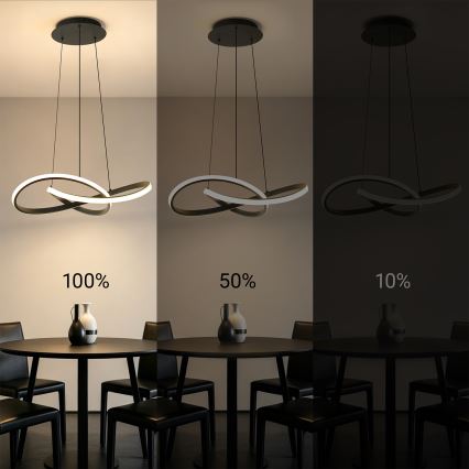 Brilagi - LED dæmpbar pendel med wireophæng INFINITY LED/55W/230V 3000-6000K 50x50 cm sort + fjernbetjening