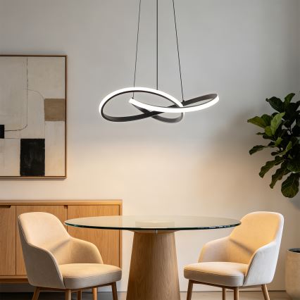 Brilagi - LED dæmpbar pendel med wireophæng INFINITY LED/55W/230V 3000-6000K 50x50 cm sort + fjernbetjening