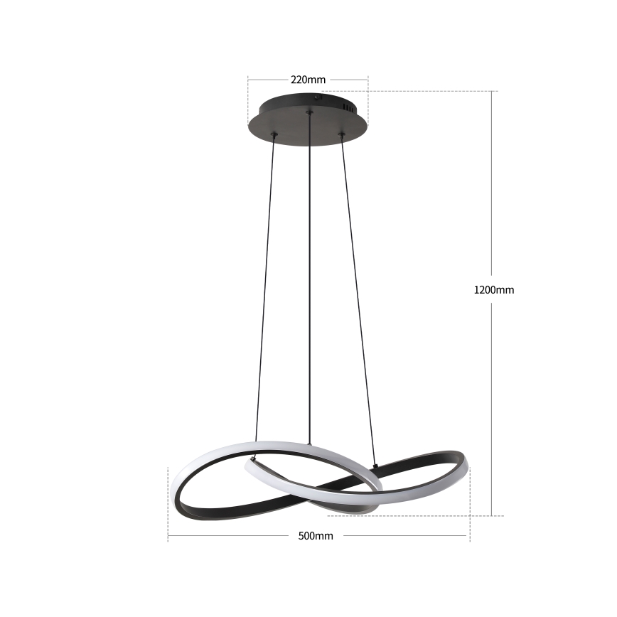 Brilagi - LED dæmpbar pendel med wireophæng INFINITY LED/55W/230V 3000-6000K 50x50 cm sort + fjernbetjening