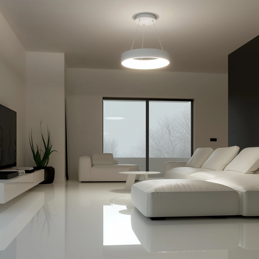 Brilagi - dæmpbar LED-pendel på ophængskabel FALCON LED/40W/230V 3000-6500K Ø 45 cm hvid + fjernbetjening