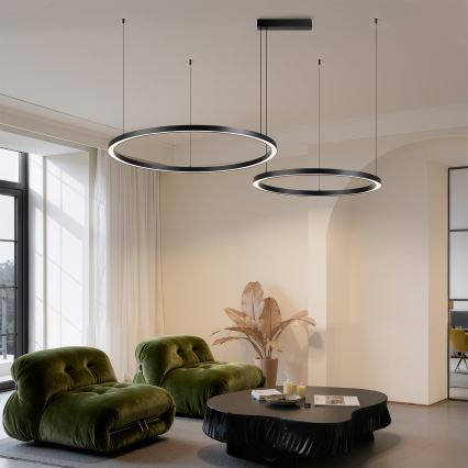 Brilagi - LED-dæmpbar pendel på wire PORTOFINO LED/98W/230V 3000-6000K sort + fjernbetjening