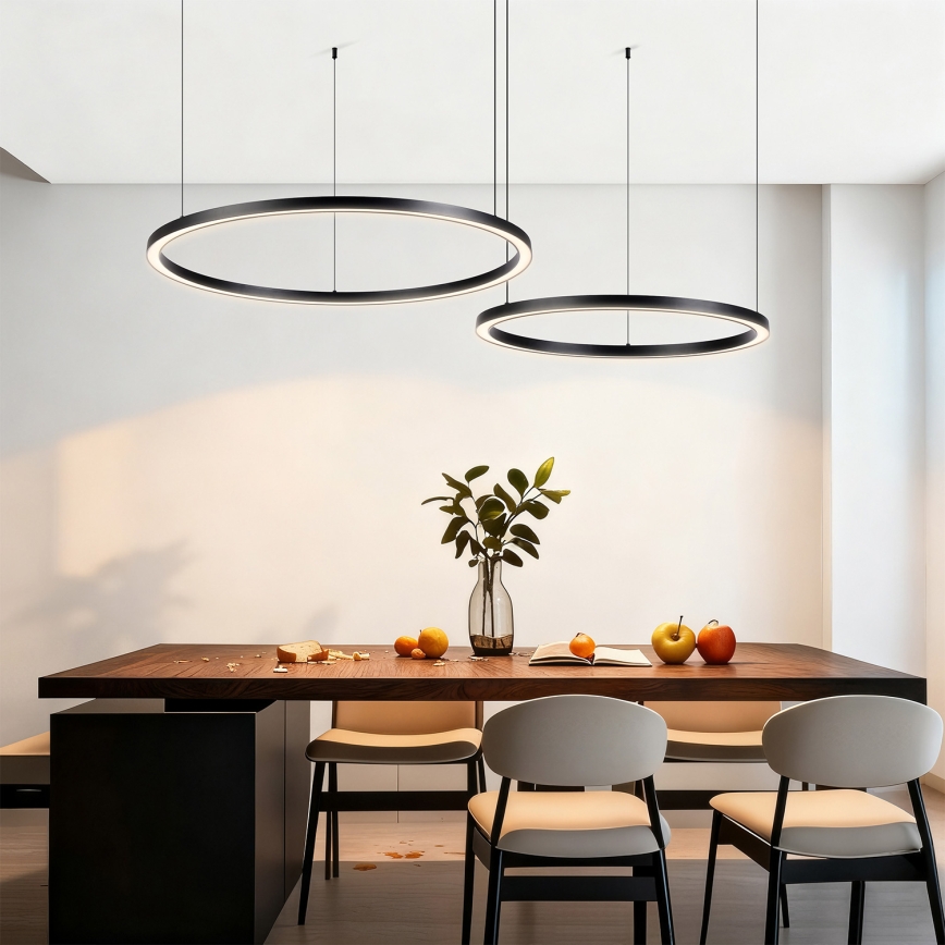 Brilagi - LED-dæmpbar pendel på wire PORTOFINO LED/98W/230V 3000-6000K sort + fjernbetjening
