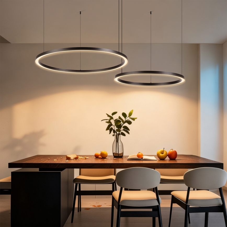 Brilagi - LED-dæmpbar pendel på wire PORTOFINO LED/98W/230V 3000-6000K sort + fjernbetjening
