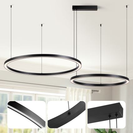 Brilagi - LED-dæmpbar pendel på wire PORTOFINO LED/98W/230V 3000-6000K sort + fjernbetjening
