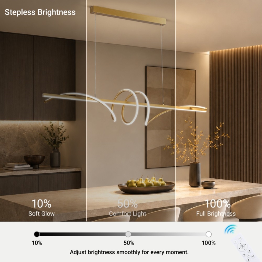 BRILAGI - LED-dæmpbar pendel på wire SIGNATURE LED/50W/230V 3000-6000K 120 cm guld + fjernbetjening