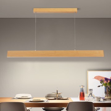 Brilagi - Dæmpbar LED-pendel på kabel SLIMLINE LED/40W/230V 3000-6000K med egetræslook + fjernbetjening