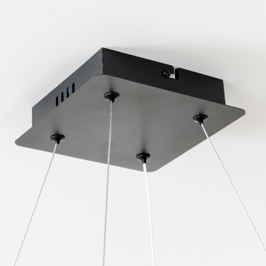 Brilagi - LED dæmpbar pendel med wireophæng FALCON II LED/80W/230V 3000-6500K 40x40 cm sort + fjernbetjening