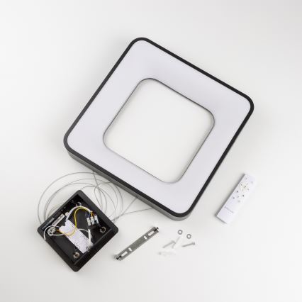 Brilagi - LED dæmpbar pendel med wireophæng FALCON II LED/80W/230V 3000-6500K 40x40 cm sort + fjernbetjening