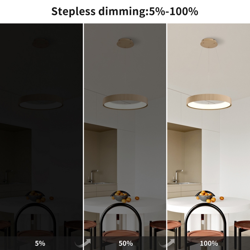 Brilagi - LED dæmpbar pendel med wireophæng FALCON MODERN LED/30W/230V 3000-6500K 40 cm beige + fjernbetjening