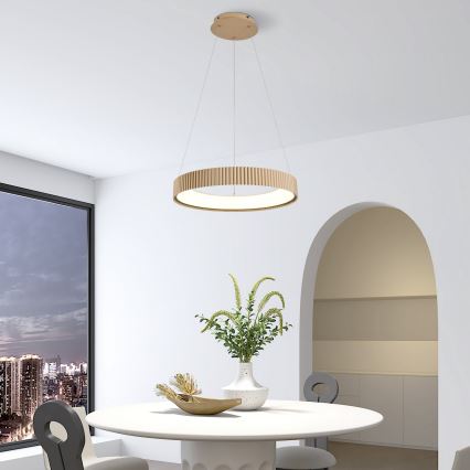 Brilagi - LED dæmpbar pendel med wireophæng FALCON MODERN LED/30W/230V 3000-6500K 40 cm beige + fjernbetjening