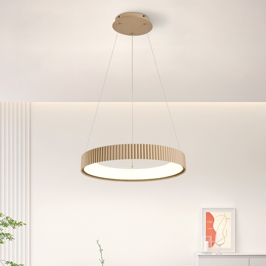 Brilagi - LED dæmpbar pendel med wireophæng FALCON MODERN LED/30W/230V 3000-6500K 40 cm beige + fjernbetjening