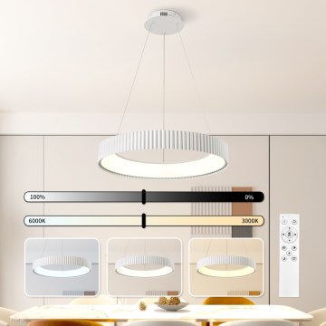 Brilagi - Dæmpbar LED-pendel på wire FALCON MODERN LED/54W/230V Ø 60 cm hvid + fjernbetjening