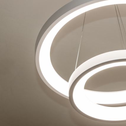 Brilagi - Dæmpbar LED-pendel med wireophæng FALCON SLIM LED/68W/230V 3000-6500K Ø 50 cm hvid + fjernbetjening