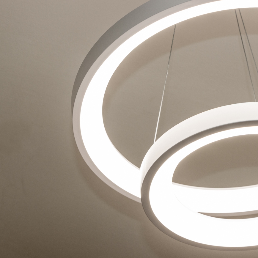 Brilagi - Dæmpbar LED-pendel med wireophæng FALCON SLIM LED/68W/230V 3000-6500K Ø 50 cm hvid + fjernbetjening