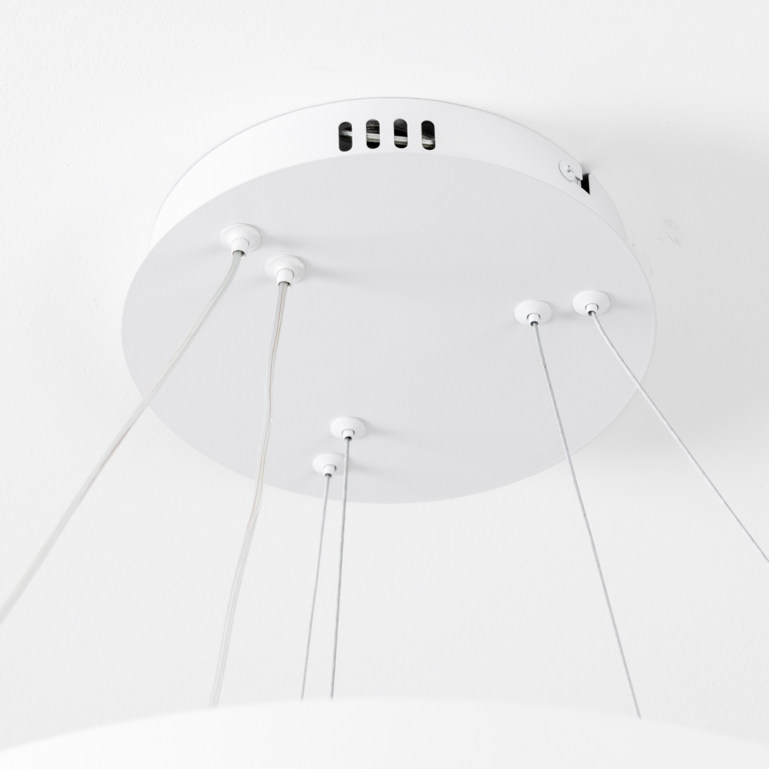 Brilagi - Dæmpbar LED-pendel med wireophæng FALCON SLIM LED/68W/230V 3000-6500K Ø 50 cm hvid + fjernbetjening