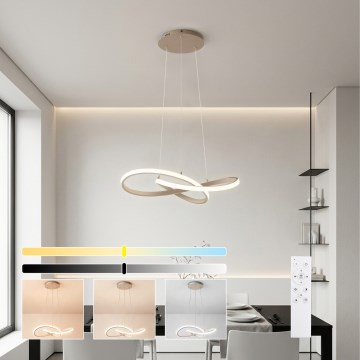 Brilagi - Dæmpbar LED-pendel på wire INFINITY LED/55W/230V 3000-6000K 50x50 cm beige + fjernbetjening