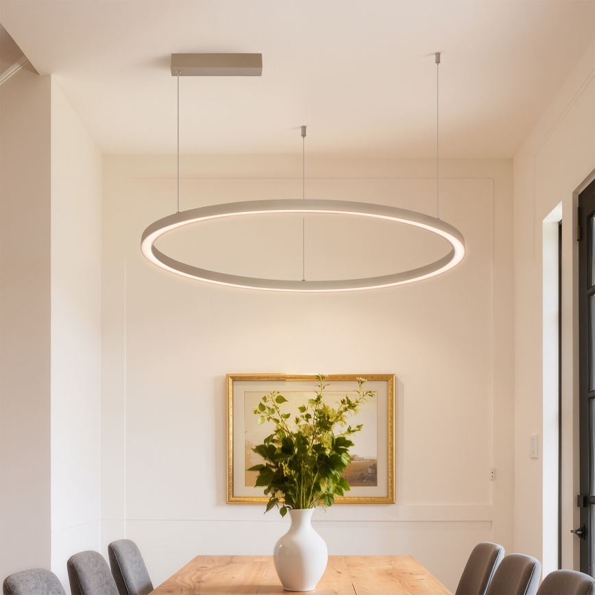 Brilagi - PORTOFINO LED-dæmpbar pendel på wire LED/60W/230V 3000-6000K Ø 80 cm beige + fjernbetjening