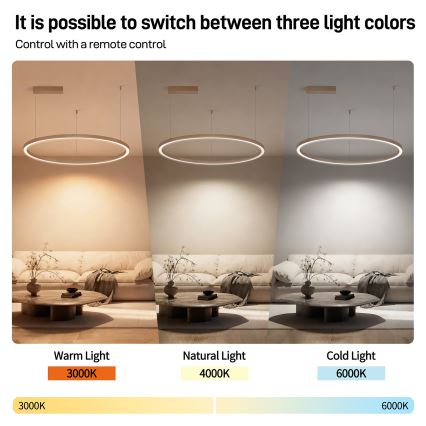 Brilagi - PORTOFINO LED-dæmpbar pendel på wire LED/60W/230V 3000-6000K Ø 80 cm beige + fjernbetjening