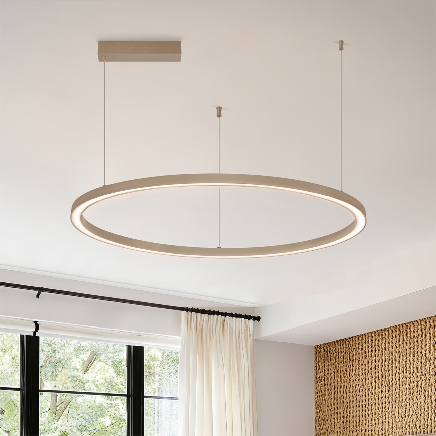 Brilagi - PORTOFINO LED-dæmpbar pendel på wire LED/60W/230V 3000-6000K Ø 80 cm beige + fjernbetjening