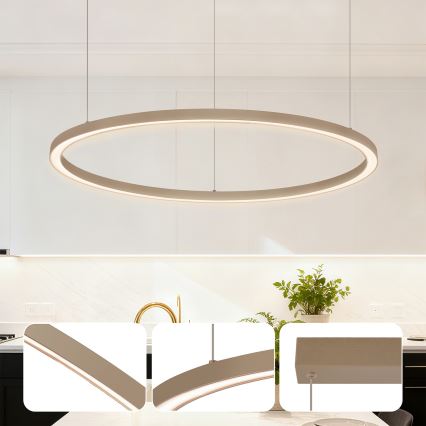 Brilagi - PORTOFINO LED-dæmpbar pendel på wire LED/60W/230V 3000-6000K Ø 80 cm beige + fjernbetjening