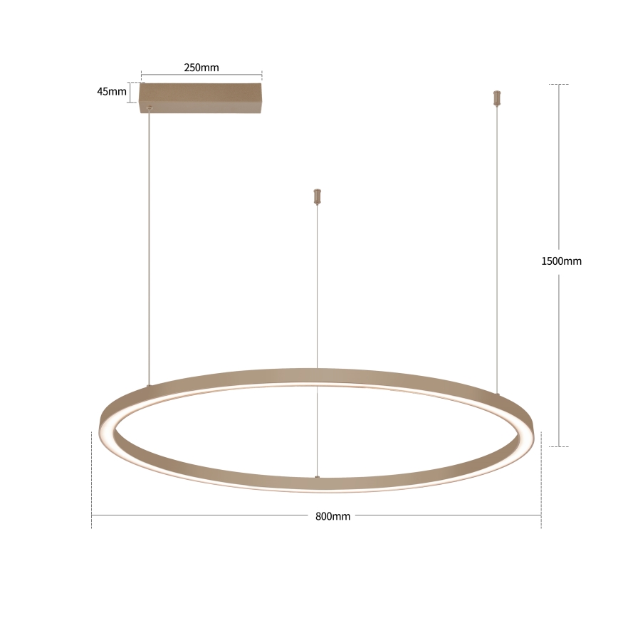 Brilagi - PORTOFINO LED-dæmpbar pendel på wire LED/60W/230V 3000-6000K Ø 80 cm beige + fjernbetjening