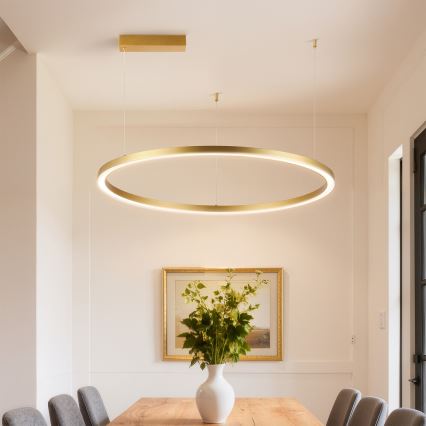 Brilagi - Dæmpbar LED-pendel i wireophæng PORTOFINO LED/60W/230V 3000-6000K Ø 80 cm guld + fjernbetjening