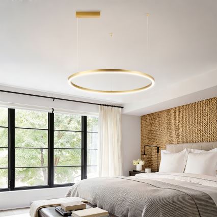 Brilagi - Dæmpbar LED-pendel i wireophæng PORTOFINO LED/60W/230V 3000-6000K Ø 80 cm guld + fjernbetjening