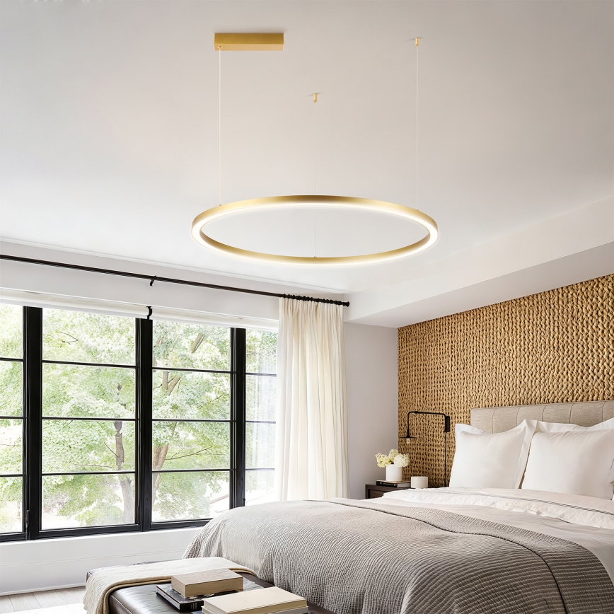 Brilagi - Dæmpbar LED-pendel i wireophæng PORTOFINO LED/60W/230V 3000-6000K Ø 80 cm guld + fjernbetjening