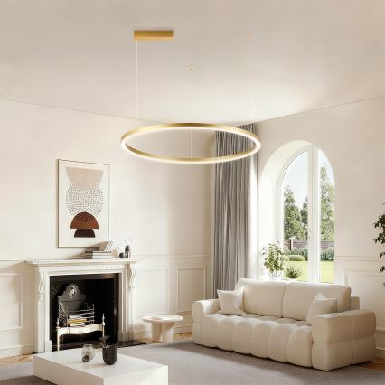 Brilagi - Dæmpbar LED-pendel i wireophæng PORTOFINO LED/60W/230V 3000-6000K Ø 80 cm guld + fjernbetjening