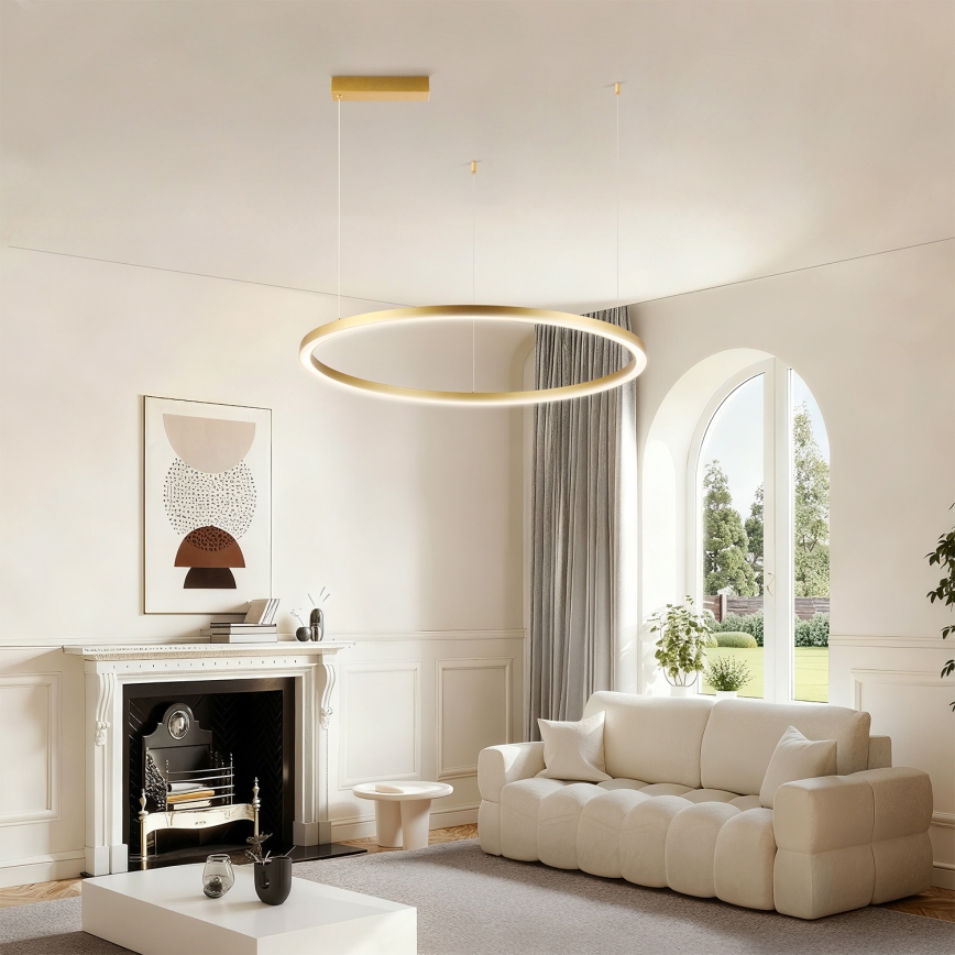 Brilagi - Dæmpbar LED-pendel i wireophæng PORTOFINO LED/60W/230V 3000-6000K Ø 80 cm guld + fjernbetjening