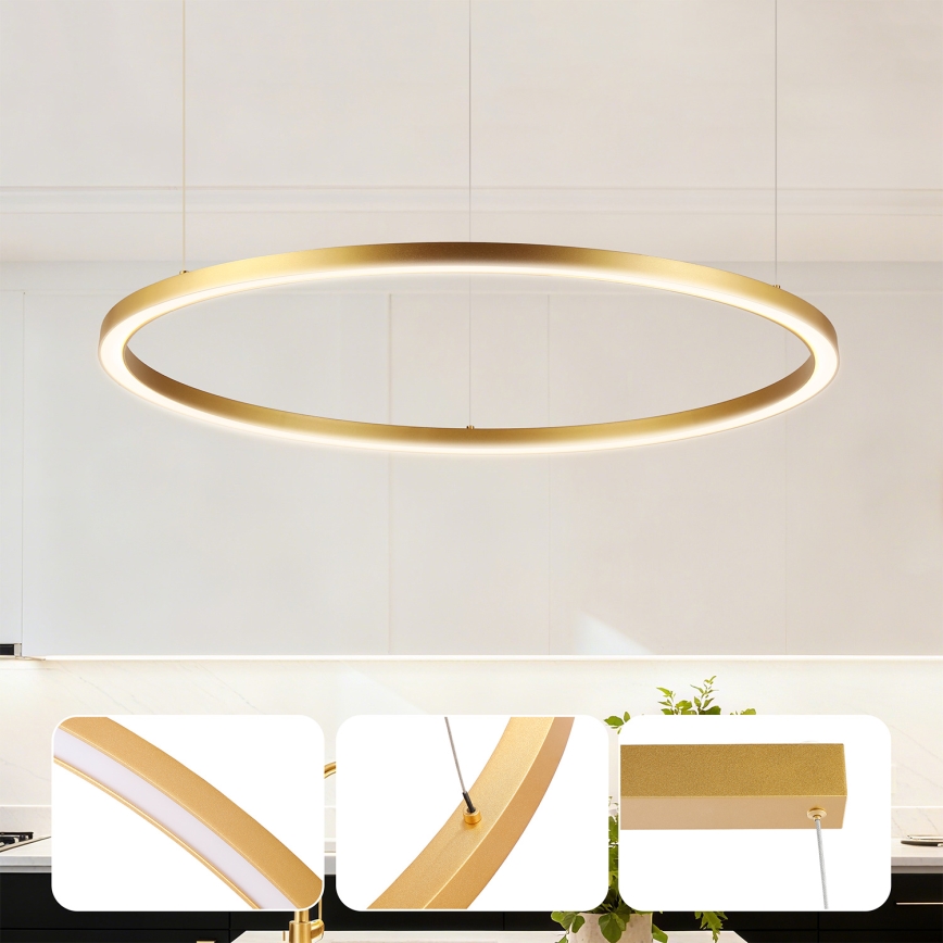 Brilagi - Dæmpbar LED-pendel i wireophæng PORTOFINO LED/60W/230V 3000-6000K Ø 80 cm guld + fjernbetjening