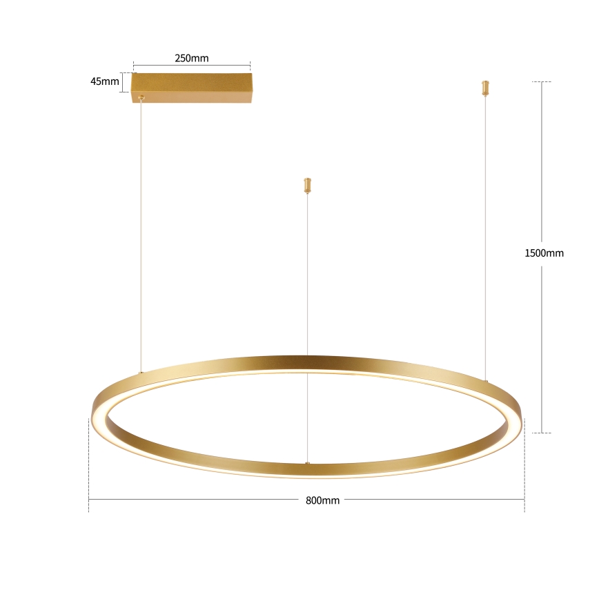 Brilagi - Dæmpbar LED-pendel i wireophæng PORTOFINO LED/60W/230V 3000-6000K Ø 80 cm guld + fjernbetjening