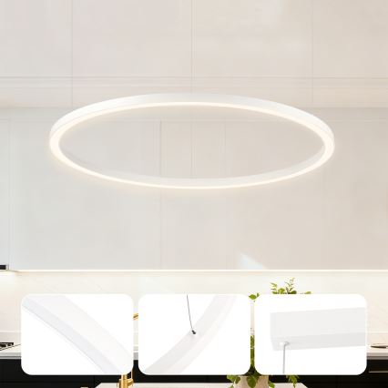 Brilagi - LED-dæmpbar pendel med kabelophæng PORTOFINO LED/60W/230V 3000-6000K Ø 80 cm hvid + fjernbetjening