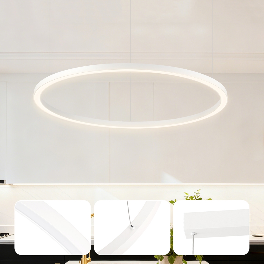 Brilagi - LED-dæmpbar pendel med kabelophæng PORTOFINO LED/60W/230V 3000-6000K Ø 80 cm hvid + fjernbetjening