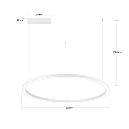 Brilagi - dæmpbar LED-lysekrone på wire PORTOFINO LED/60W/230V 3000-6000K Ø 80 cm hvid + fjernbetjening