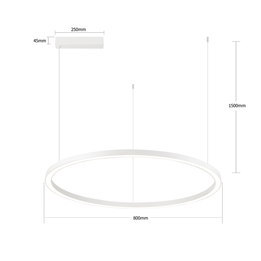 Brilagi - dæmpbar LED-lysekrone på wire PORTOFINO LED/60W/230V 3000-6000K Ø 80 cm hvid + fjernbetjening