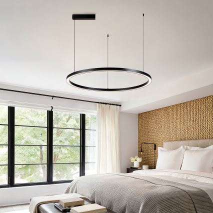 Brilagi - LED dæmpbar pendel på kabel PORTOFINO LED/60W/230V 3000-6000K Ø 80 cm sort + fjernbetjening